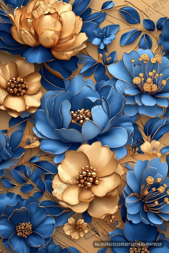 3d浮雕缤纷花卉