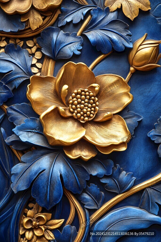3d浮雕金属牡丹花