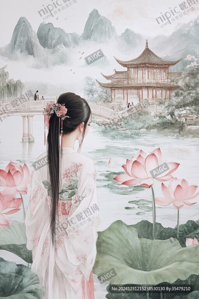 看荷花的姑娘