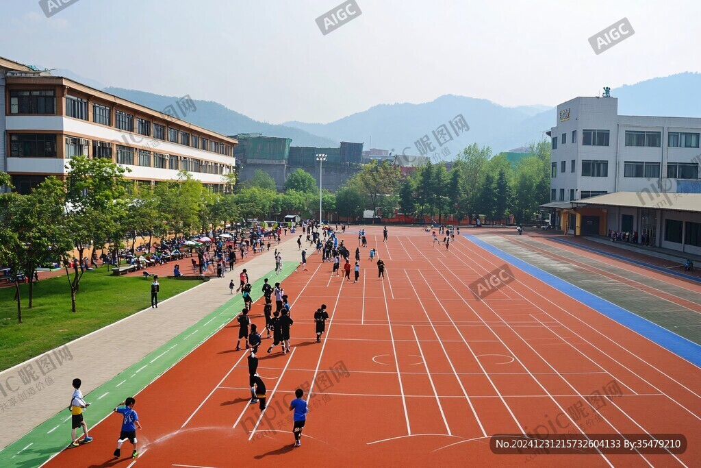教学楼与橡胶跑道