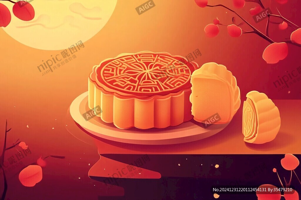 中秋月饼插画