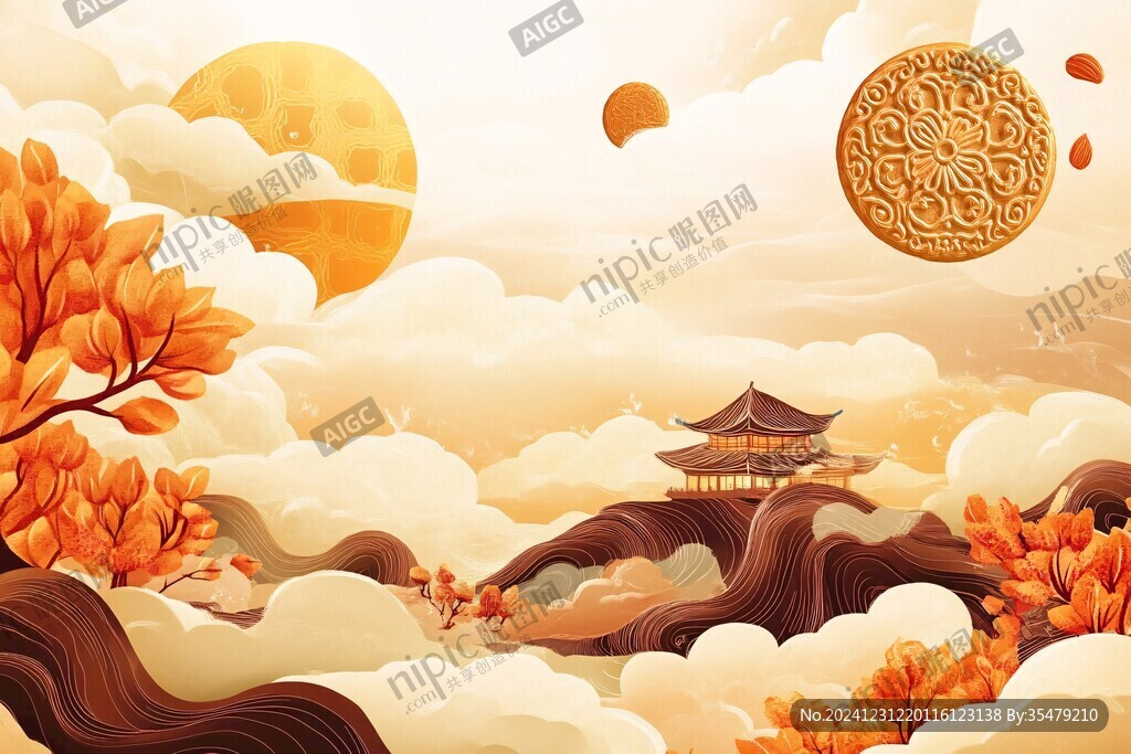 月饼包装中秋插画