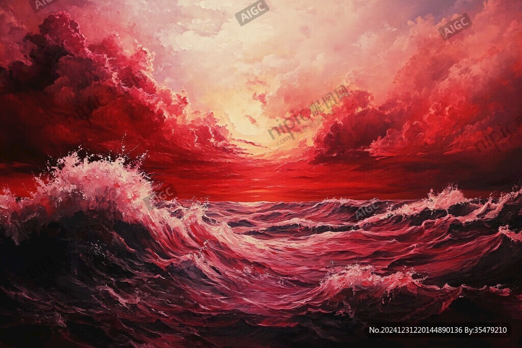 油画大海