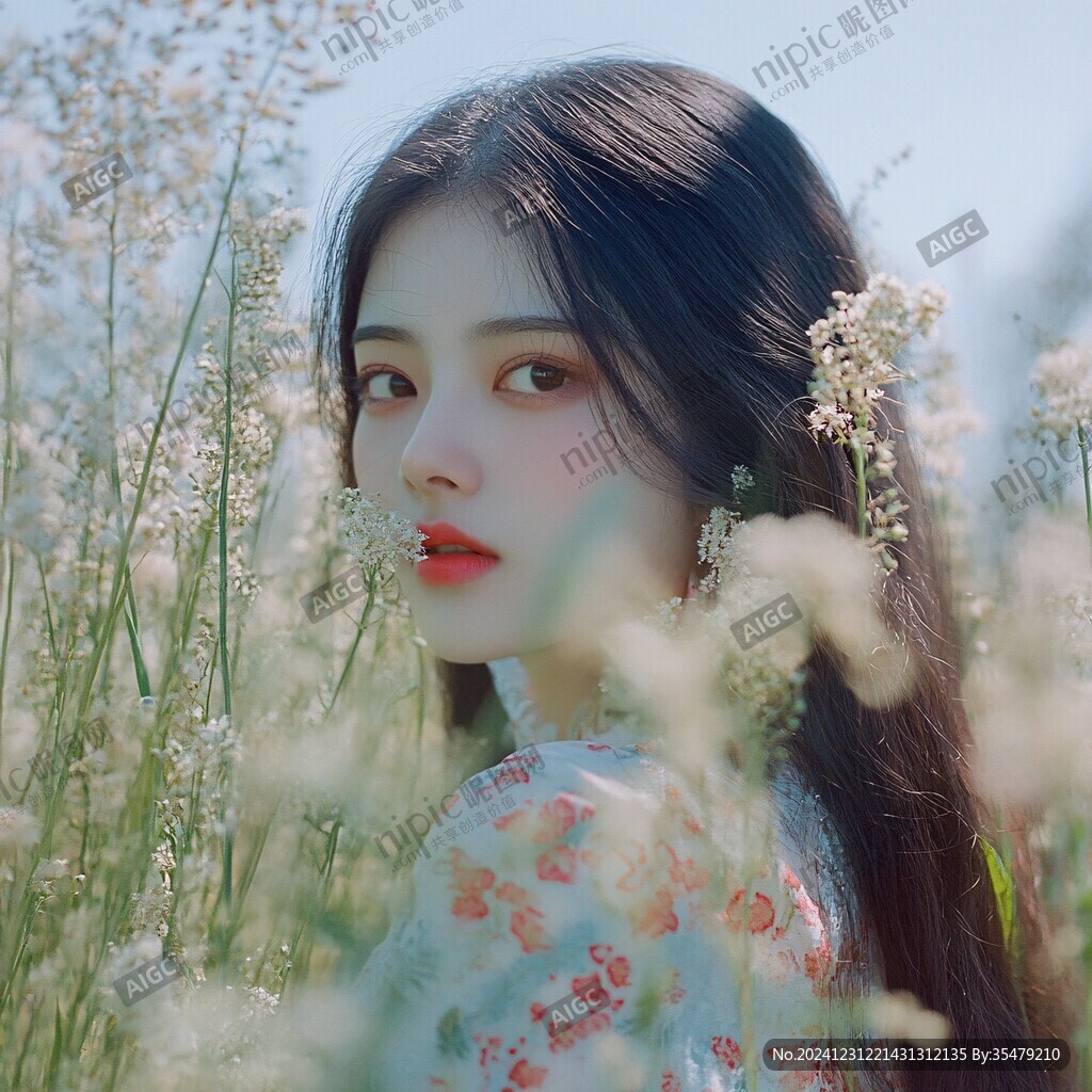 花丛中少女