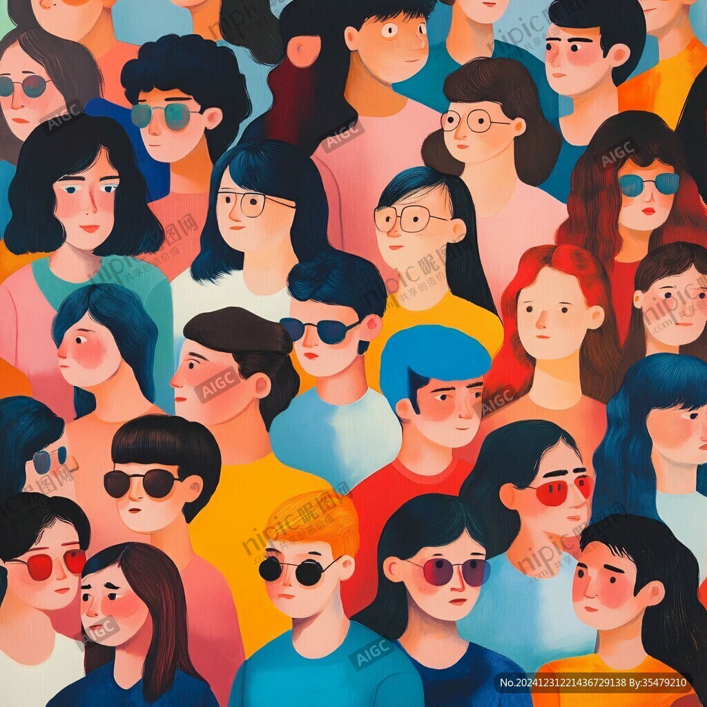 青年男女插画