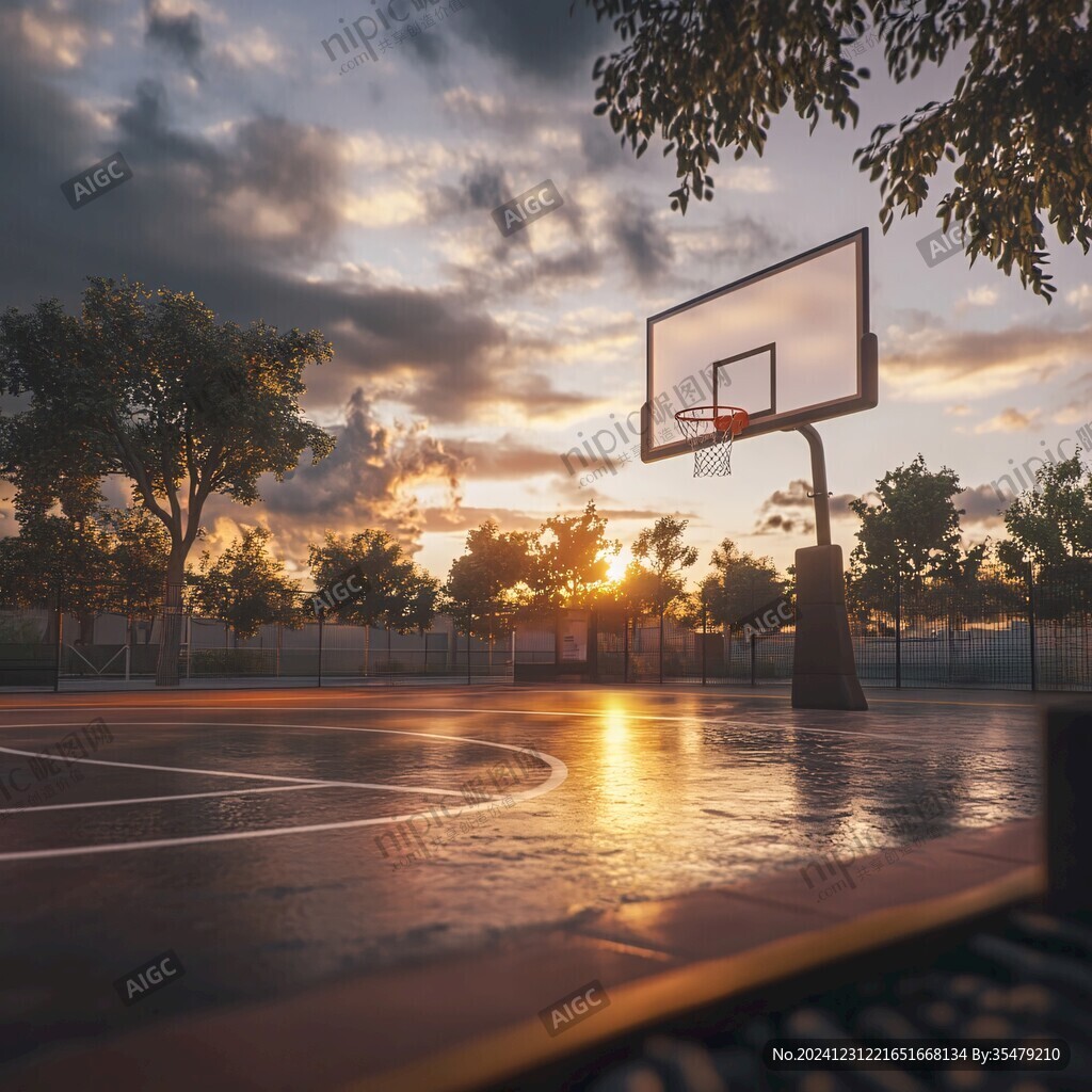 夕阳篮球场