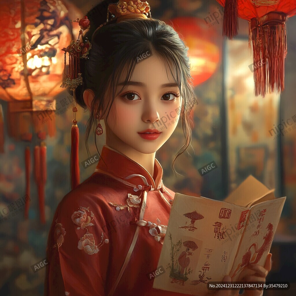 古风美女过年