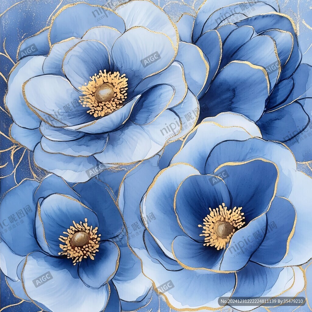 蓝色绚丽花朵