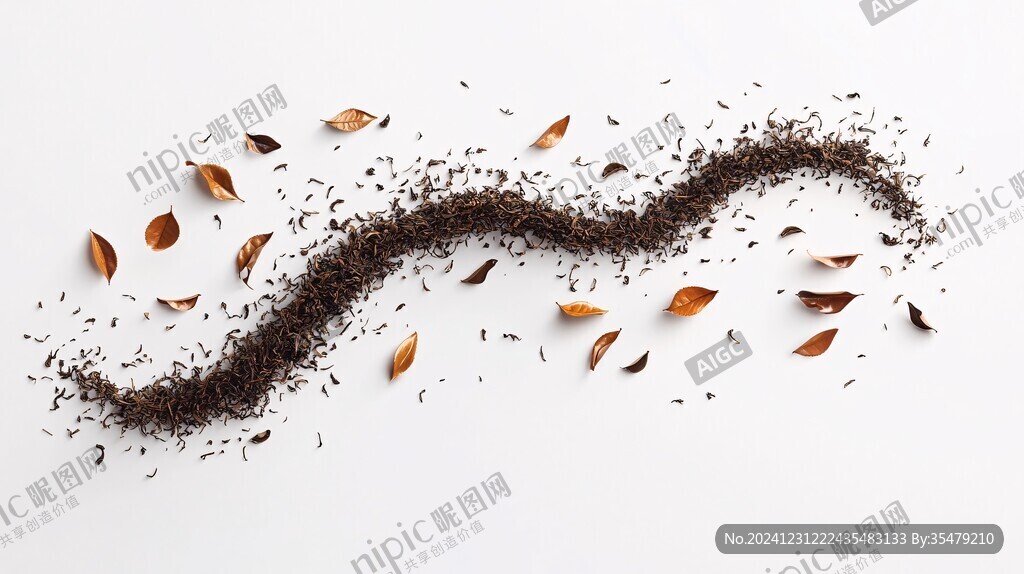 散落的茶叶图片