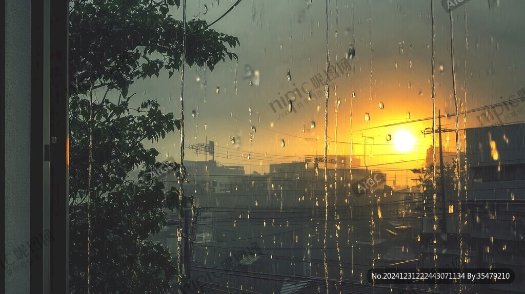 雨水窗户风景