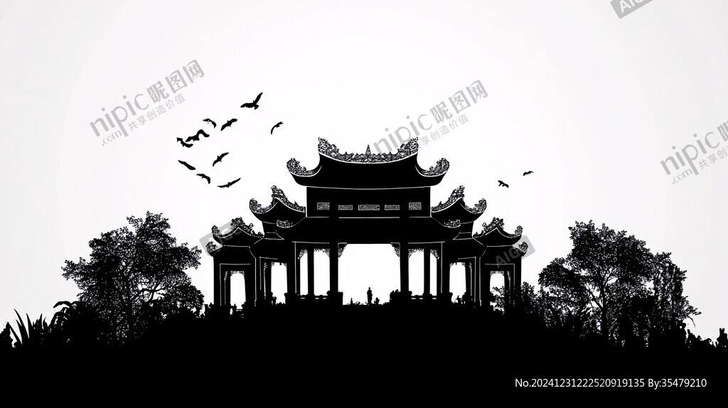 梅溪牌坊插画