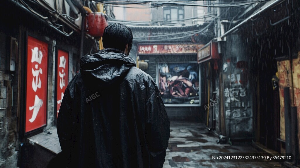 雨中背影