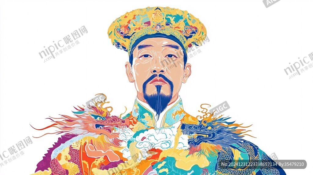清朝人物型男文创插画