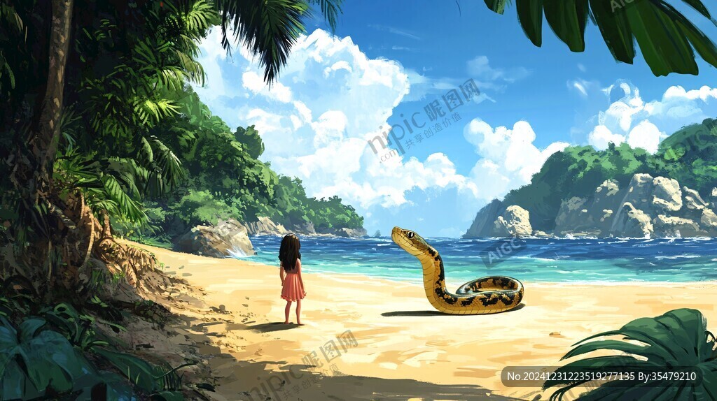 蛇年夏季插画