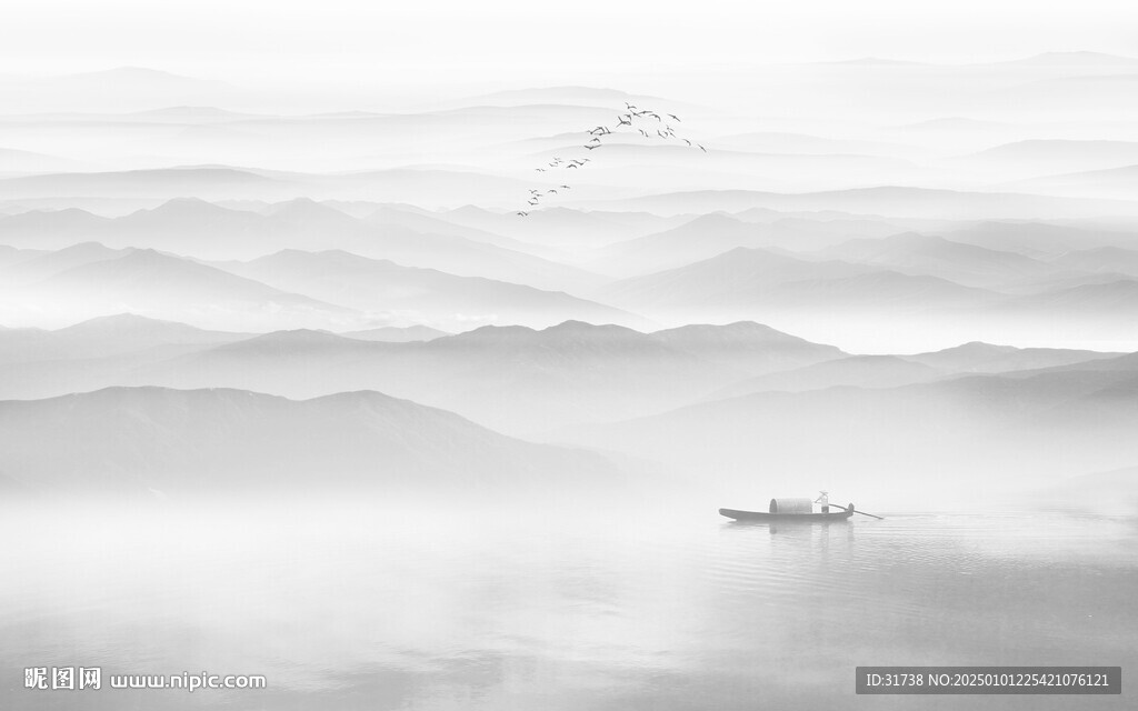 水墨山水风景背景墙