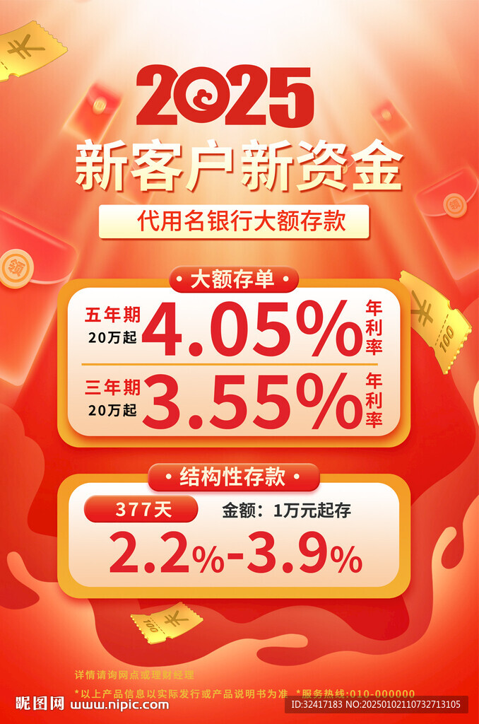 银行大额存款宣传海报