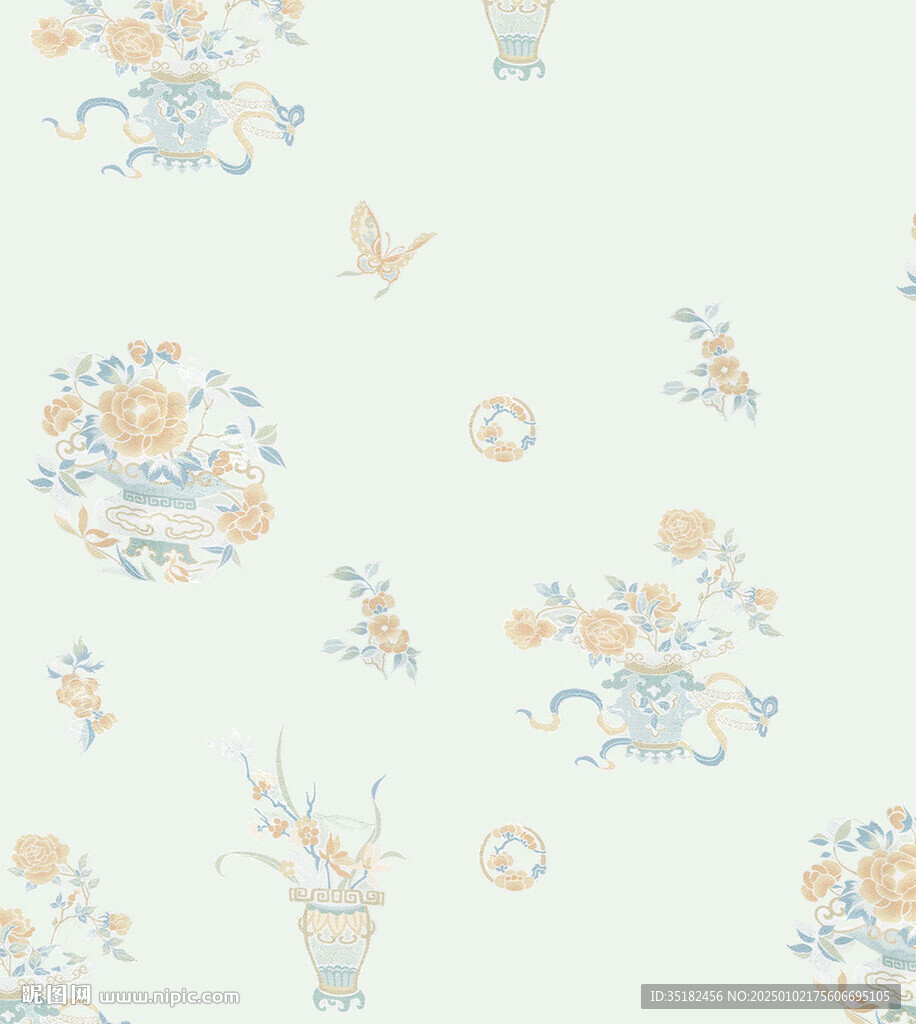 绿底小花