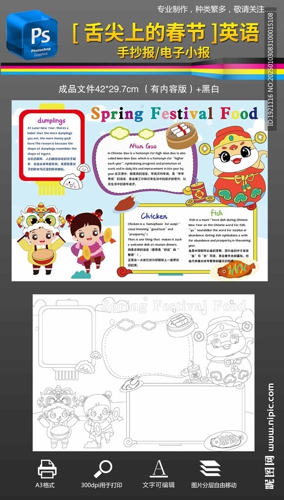 舌尖上的春节英语小报手抄报