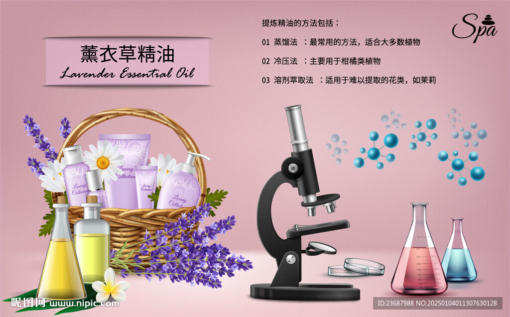 薰衣草精油和显微镜