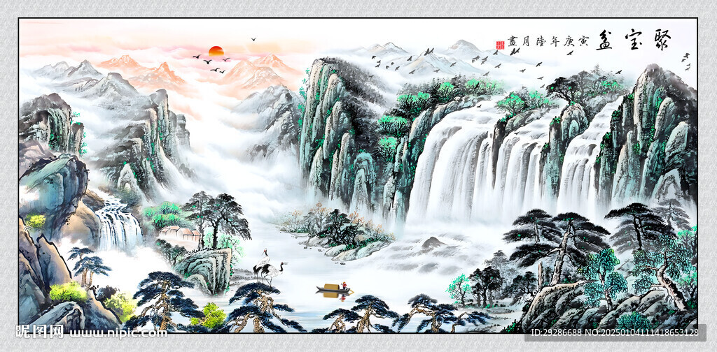 聚宝盆国画