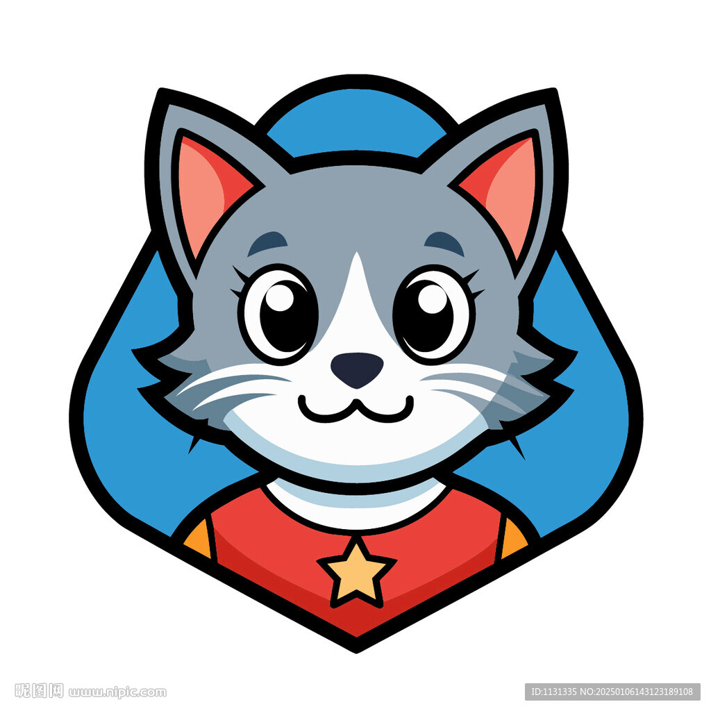 矢量动物卡通可爱小猫头像