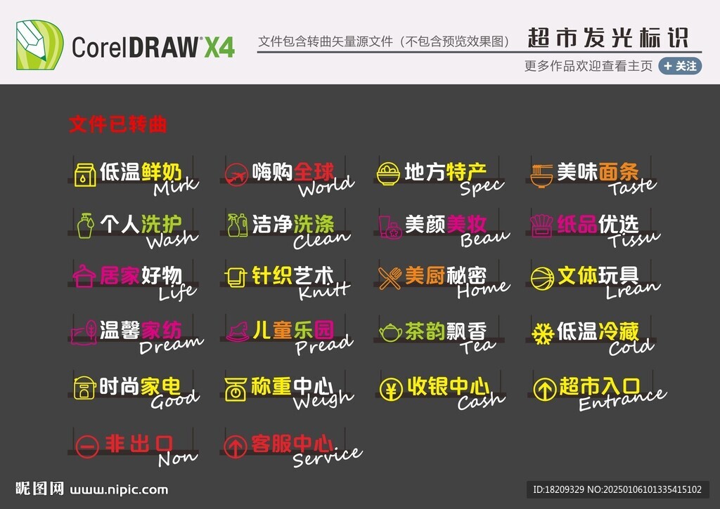 超市分区吊架发光字