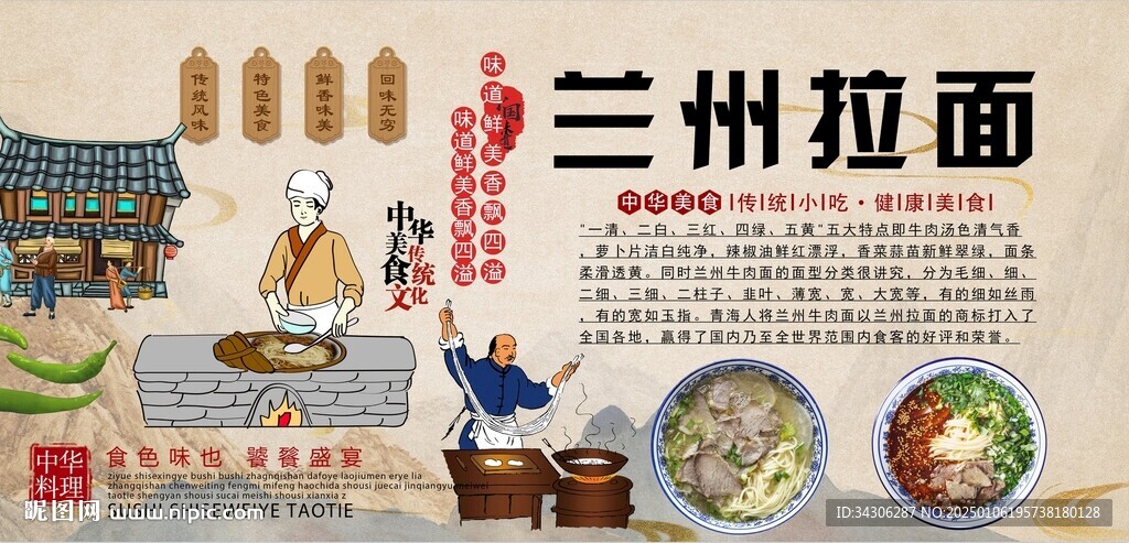 兰州拉面背景墙