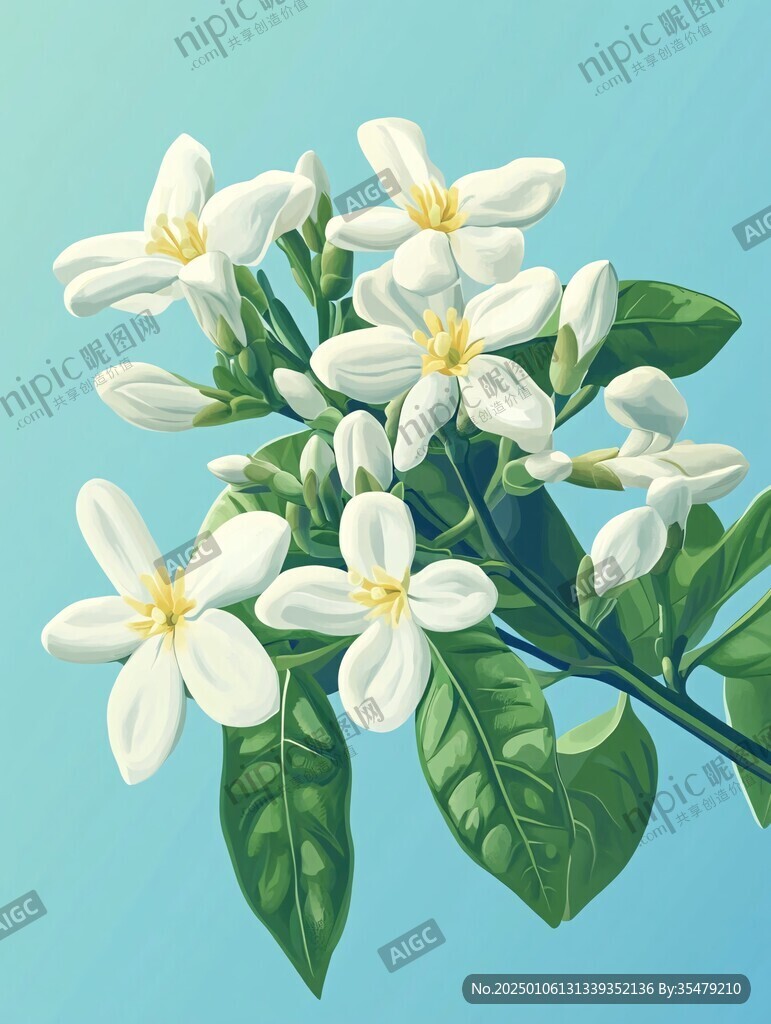 草本狗牙花插画