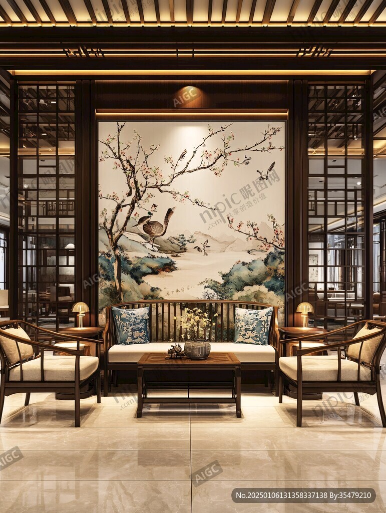 酒店花鸟背景