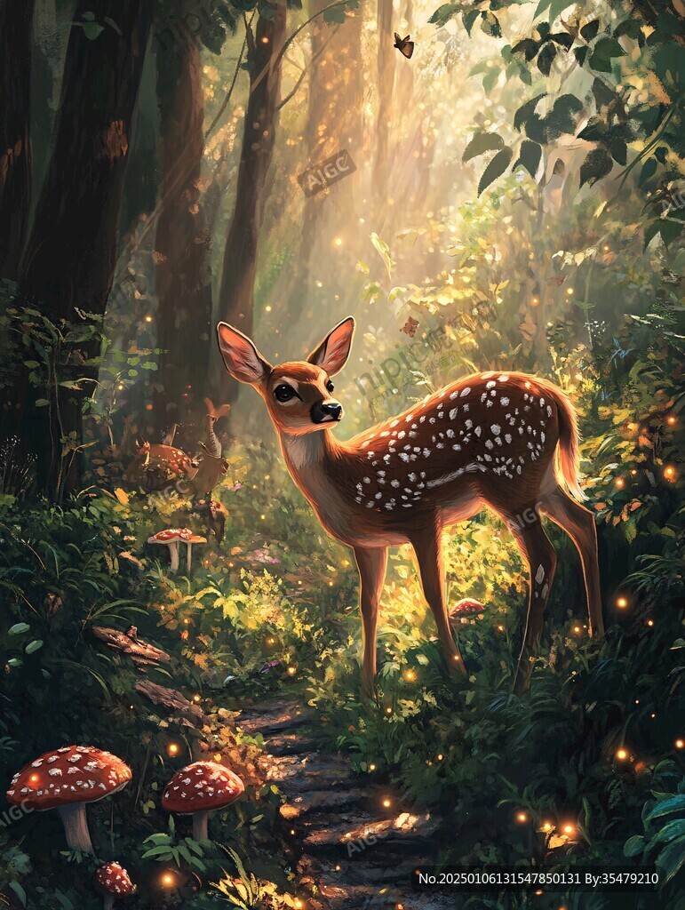 卡通唯美梦幻鹿