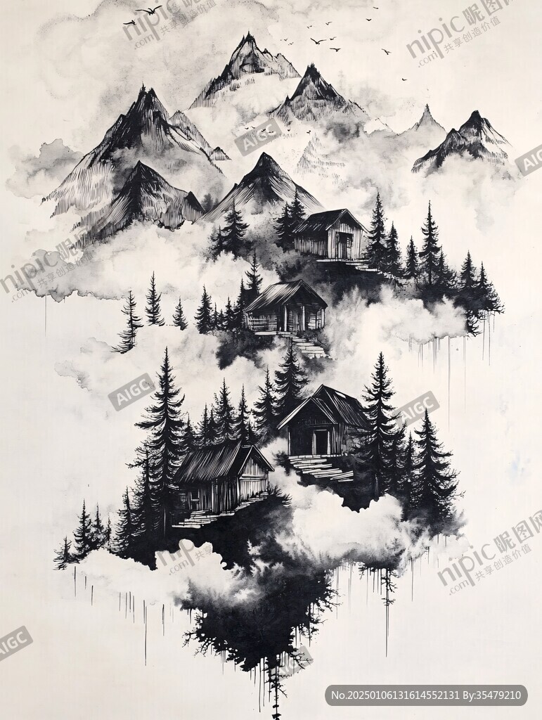 纯手工绘制风景