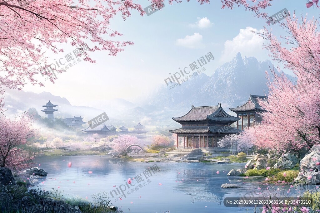 山水楼阁雅致意境风