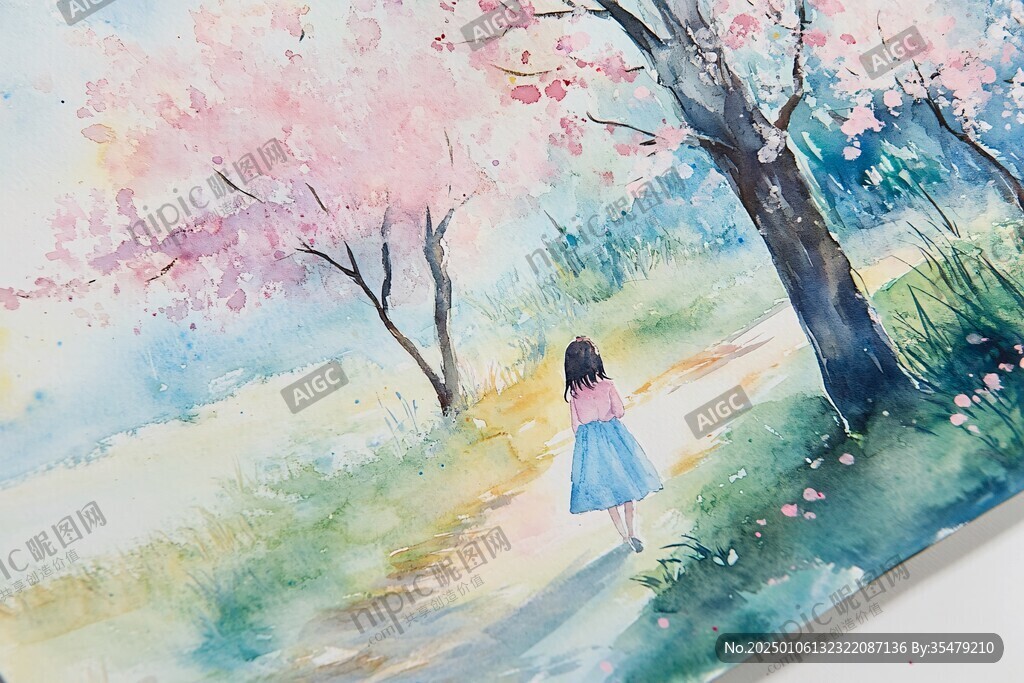 樱花树下的少女