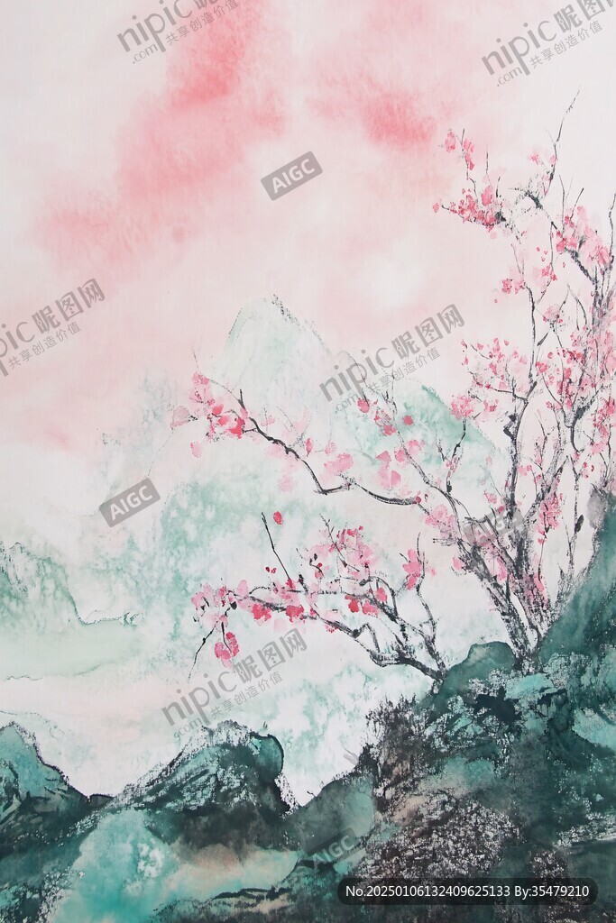 红梅山水
