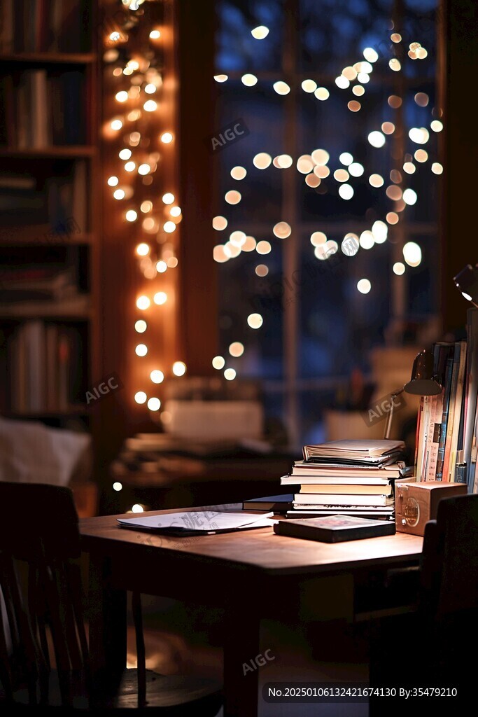 夜晚书房