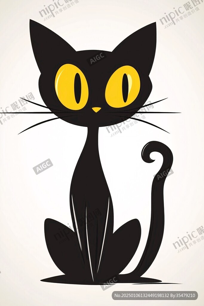 小黑猫插画