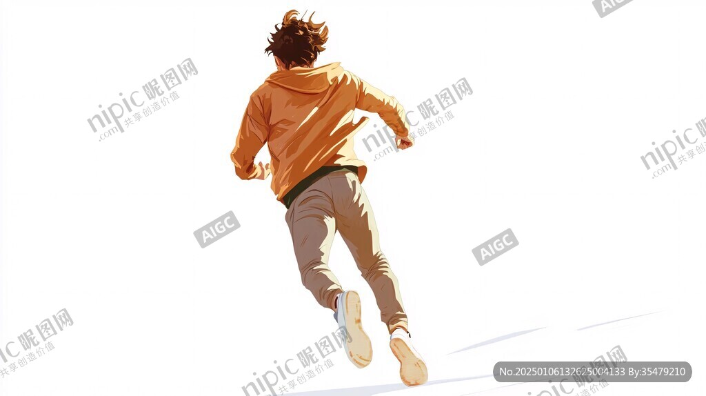 手绘奔跑的少年