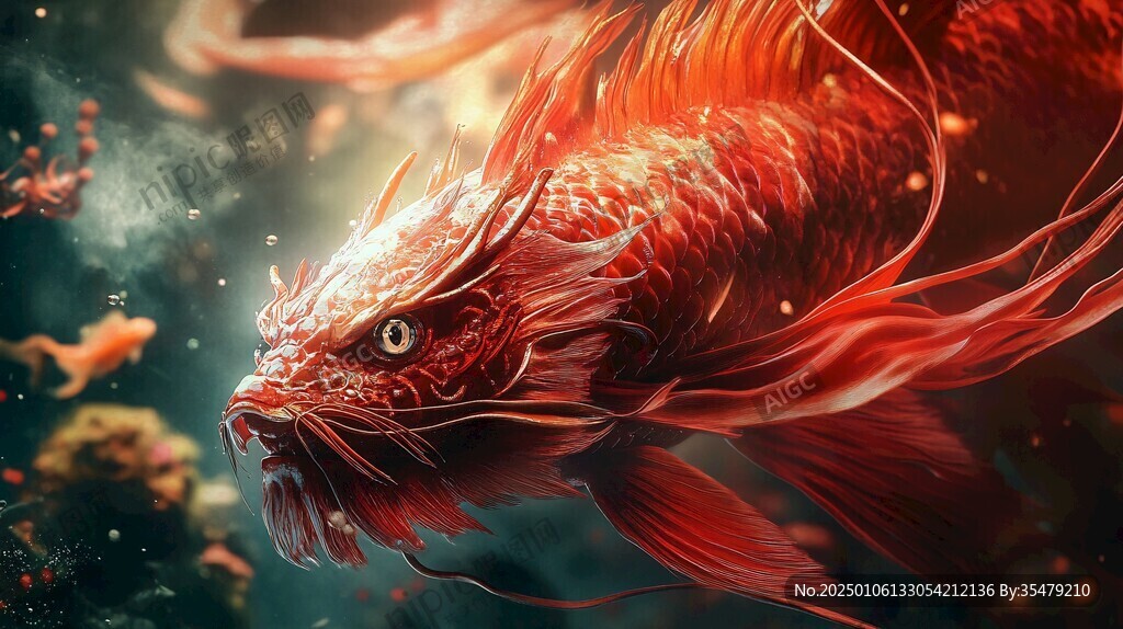 红鲤鱼手绘