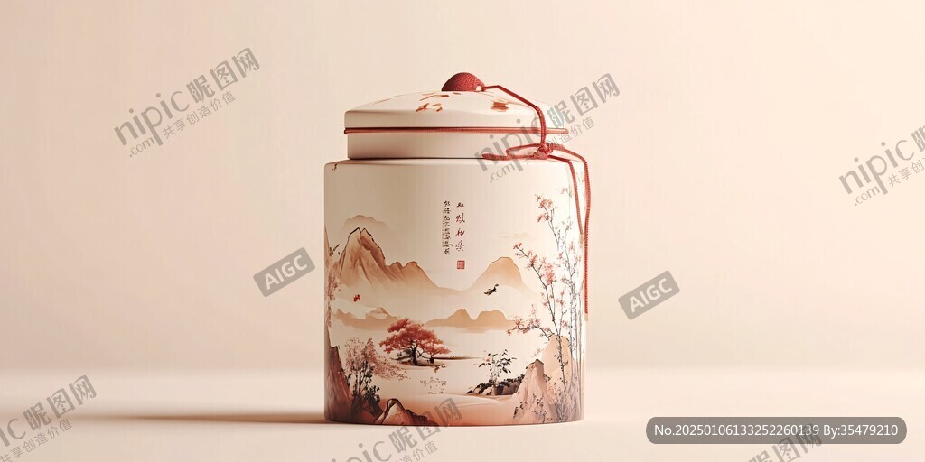 茶叶罐包装插画