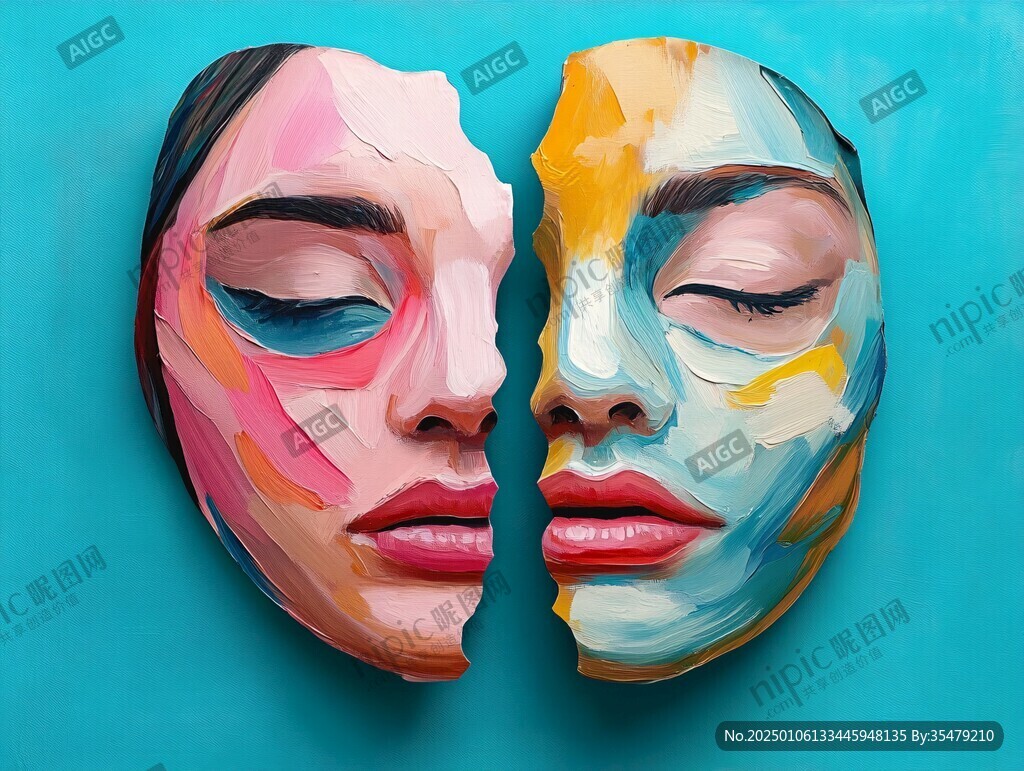 人脸色块拼接装饰画