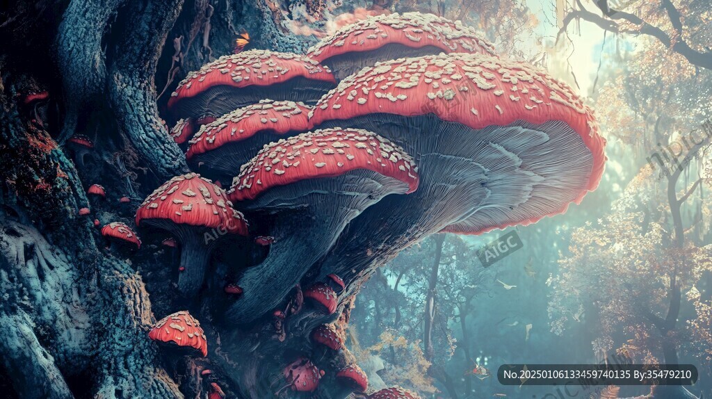 梦幻蘑菇背景