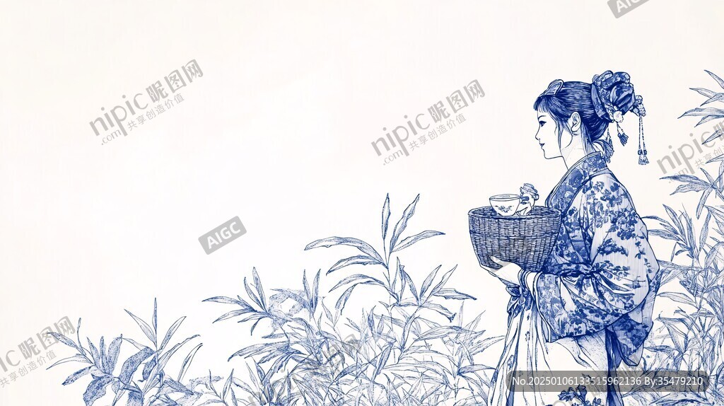采茶女线稿
