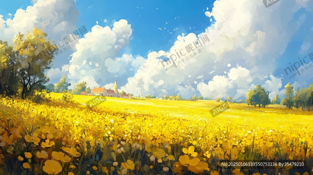 唯美花田场景