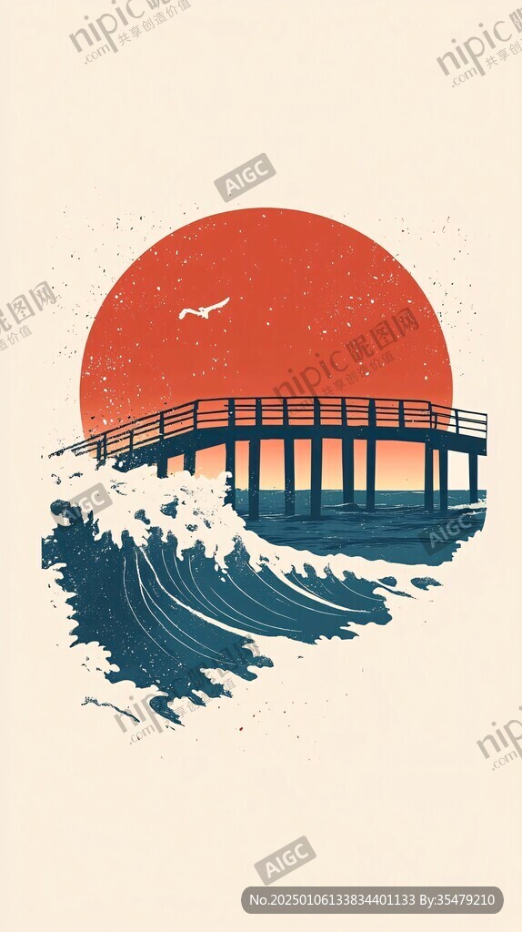 栈桥插画