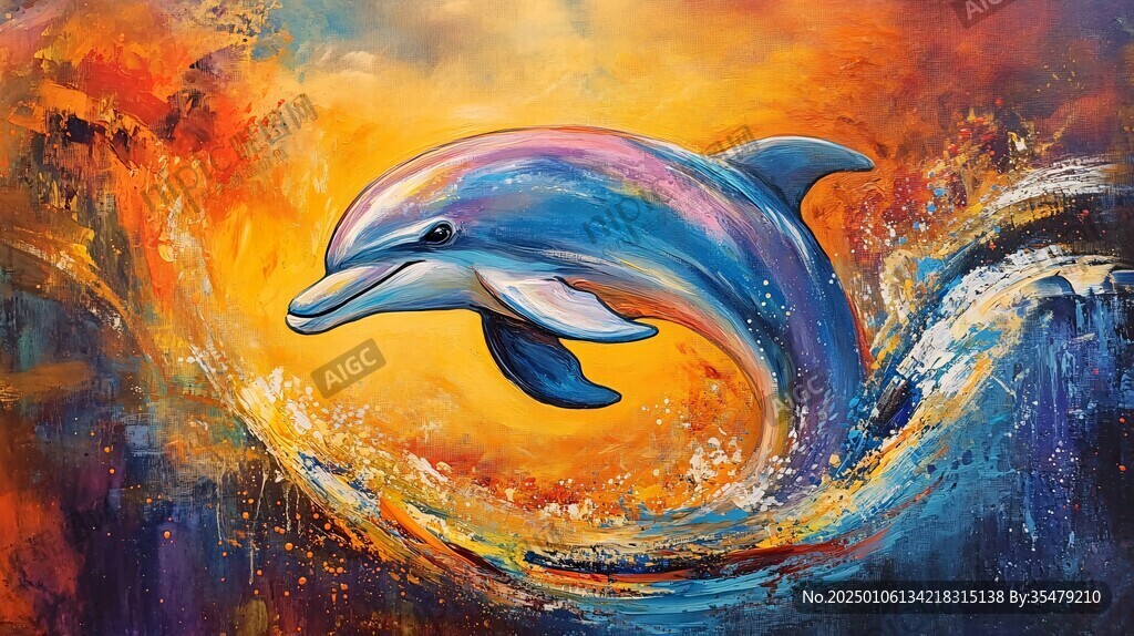 海豚艺术画