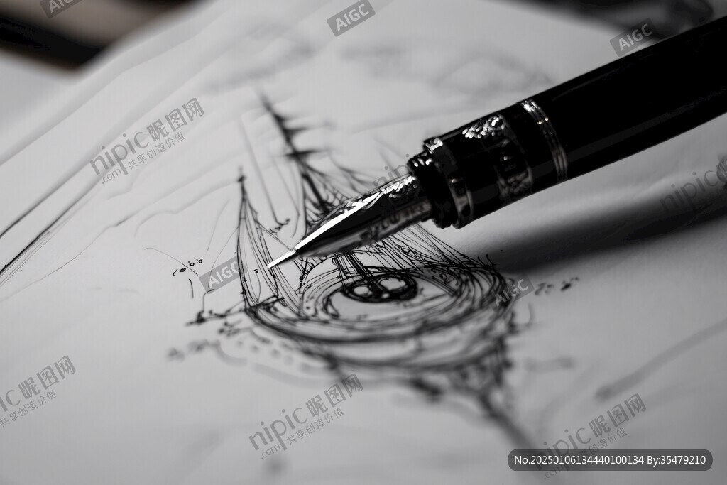 钢笔写实素描