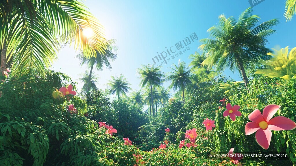 热带雨林花草树木背景