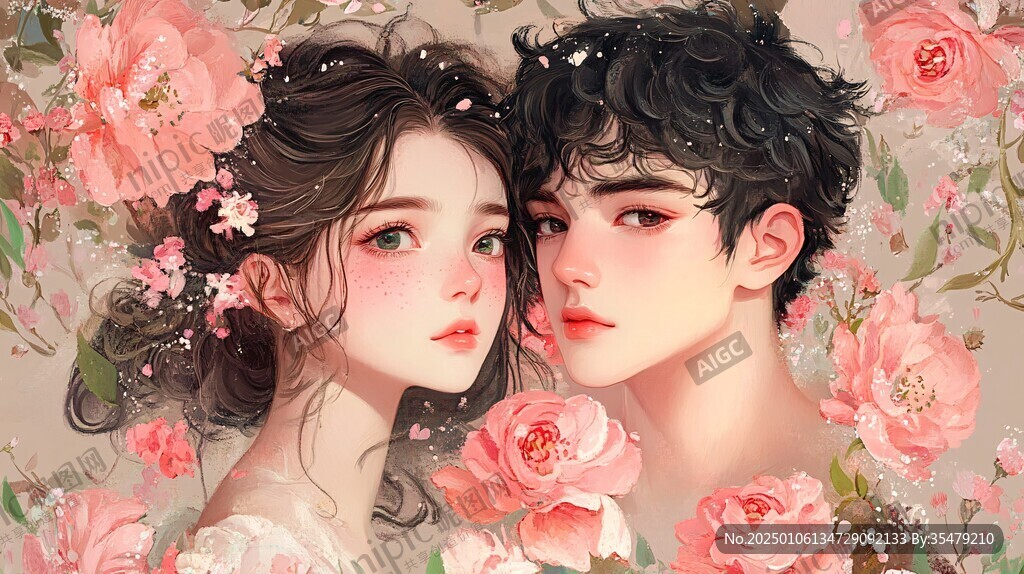 高清情侣插画