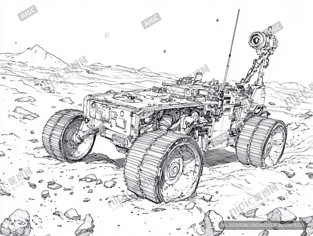 火星探测器线描稿
