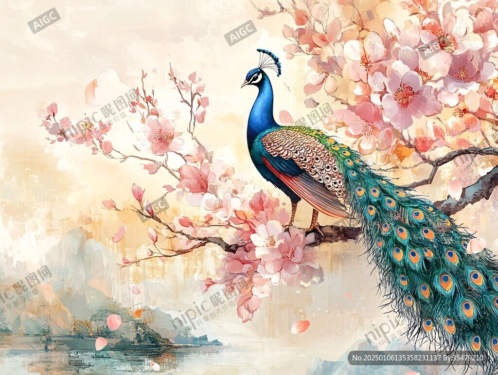 唯美花鸟插画